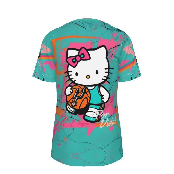 San Antonio Basketball Hello Kitty T-Shirt | 190GSM Cotton - Image 2