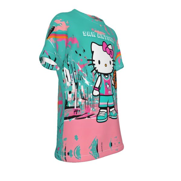 Kids San Antonio Basketball Hello Kitty T-Shirt | 180GSM Cotton - Image 3