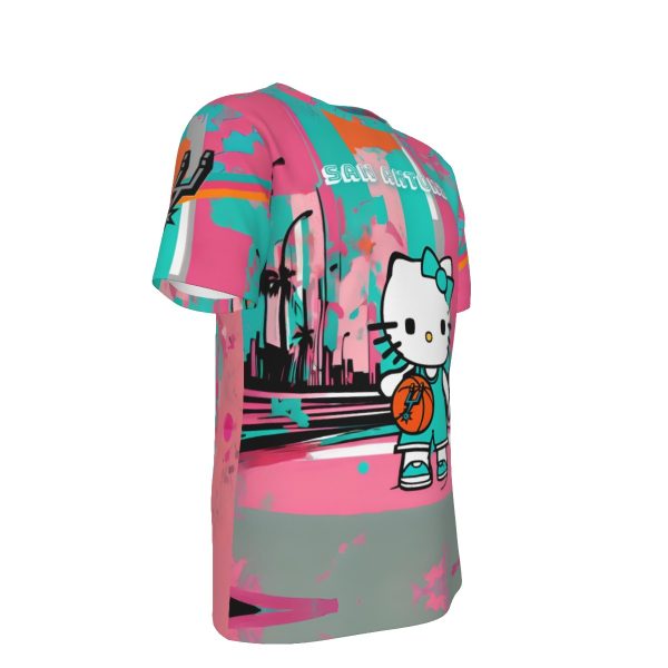 Hello Kitty San Antonio Basketball T-Shirt | 190GSM Cotton - Image 3