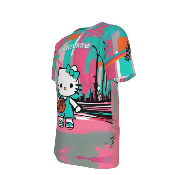 Hello Kitty San Antonio Basketball T-Shirt | 190GSM Cotton - Image 4