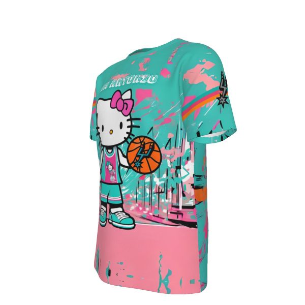 San Antonio Basketball Hello Kitty T-Shirt | 190GSM Cotton - Image 4