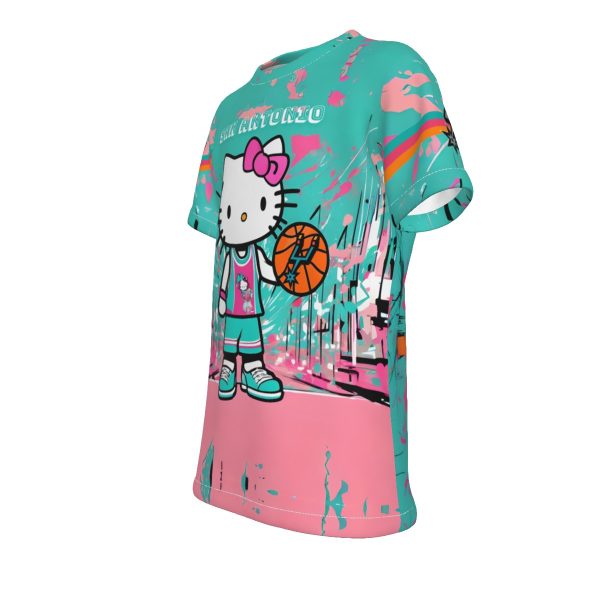 Kids San Antonio Basketball Hello Kitty T-Shirt | 180GSM Cotton - Image 4