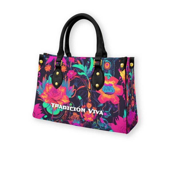 Mexican Design Tote Bag Beach Boho Otomi With Black Handle - Image 3