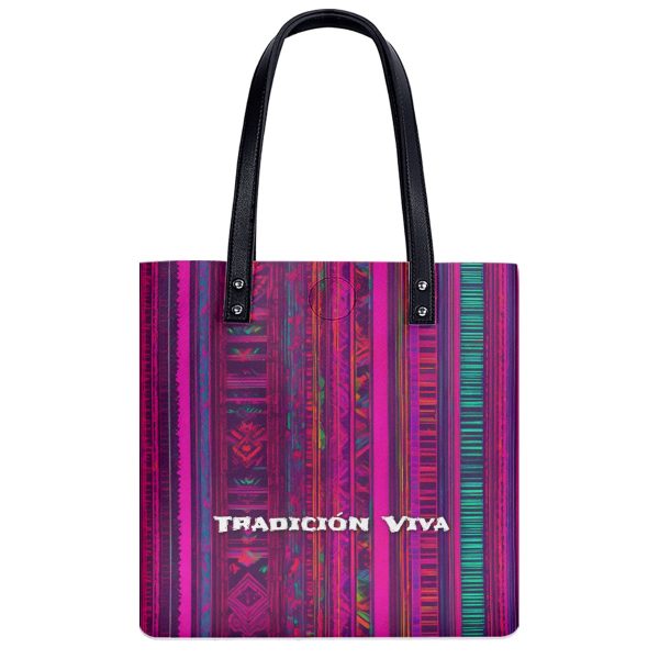 Mexican Serape Tote Bag Boho Beach Tradicion Viva PU Shoulder Bag - Image 2