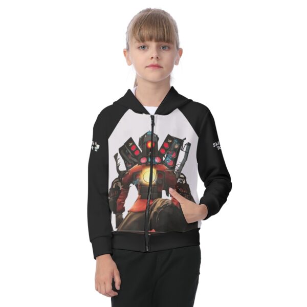 Kids Skibidi Toilet Titan Speakerman Zip-up Hoodie With Patch Pocket