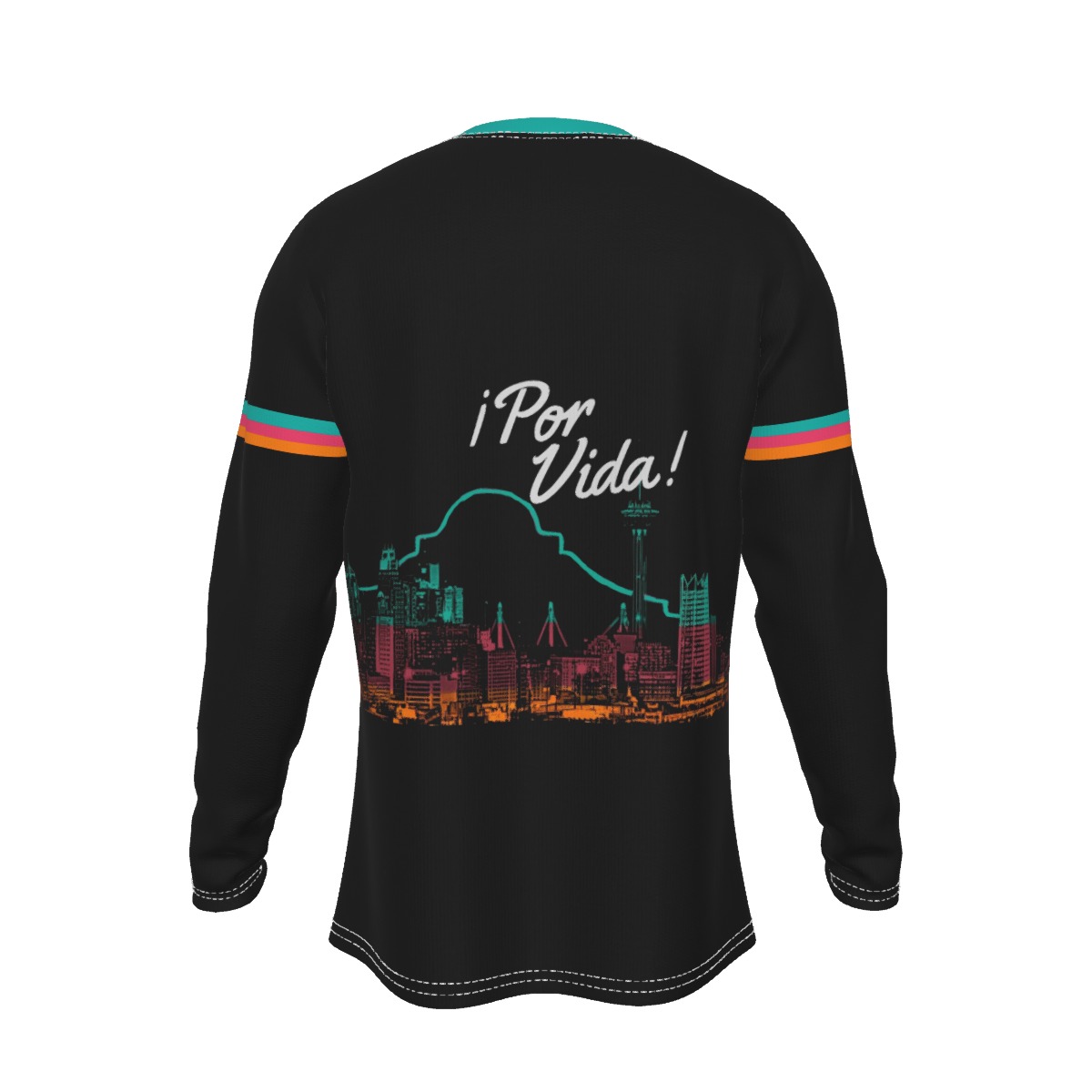 San Antonio Spurs Basketball Skull Long Sleeve T-Shirt - Image 2