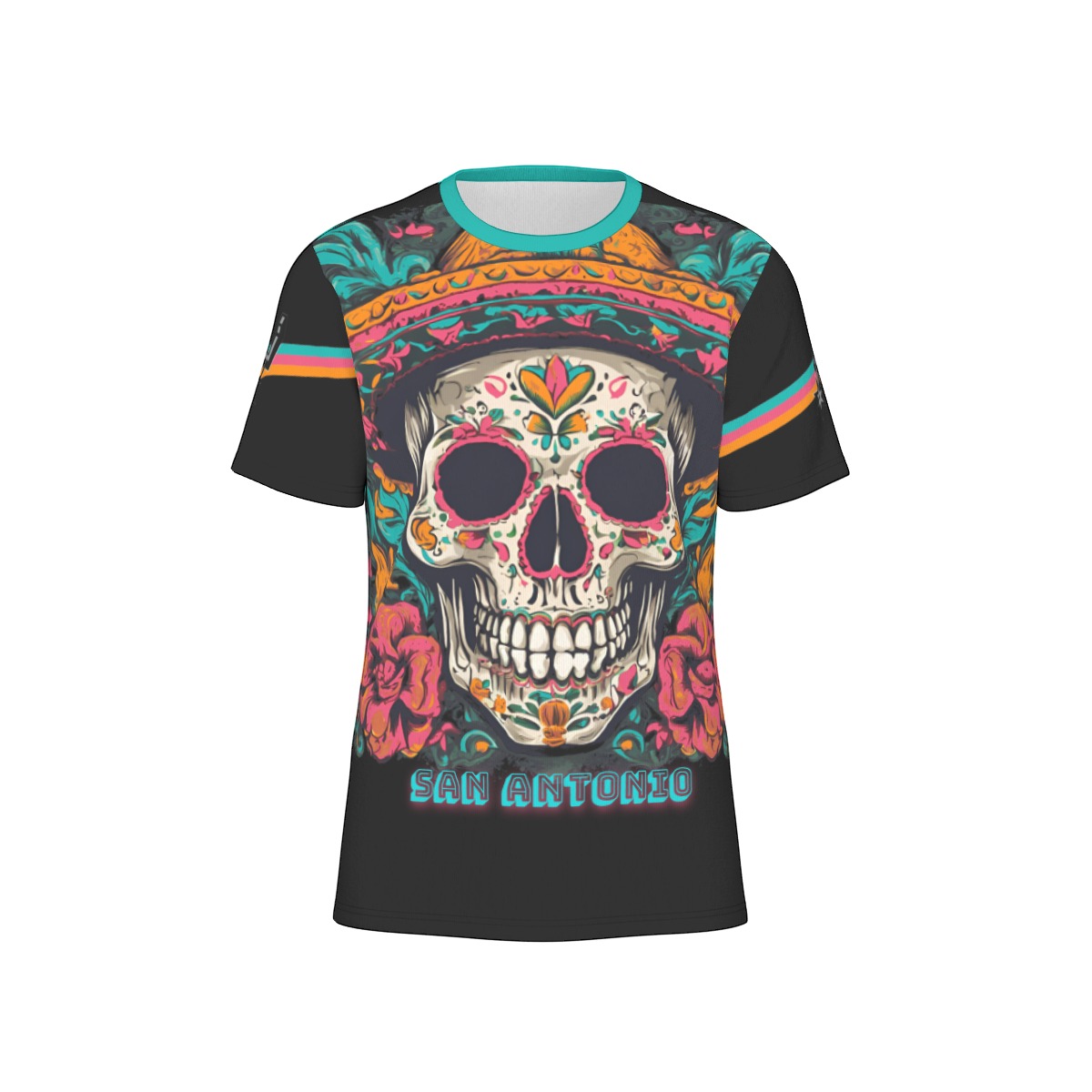 San Antonio Spurs Skull Fiesta Colors T-Shirt | 190GSM Cotton - Image 2
