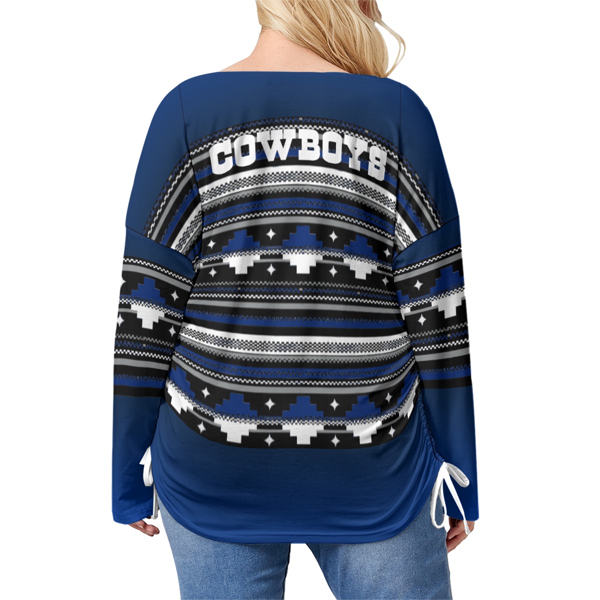 Womens Dallas Cowboys Football V-neck T-shirt Plus Size - Image 4