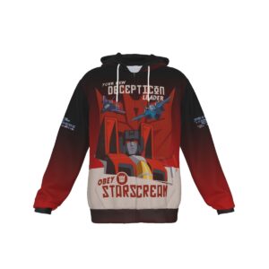 Transformers Decepticons Starscream Zip Up Hoodie With Pocket