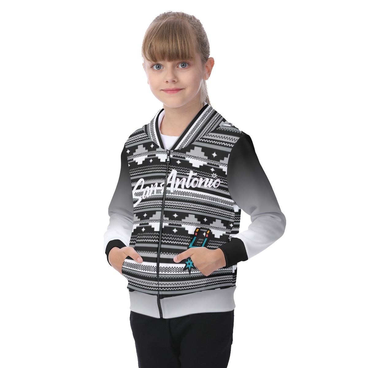 Kids San Antonio Spurs Zip-up Hoodie With Patch Pocket - Image 3
