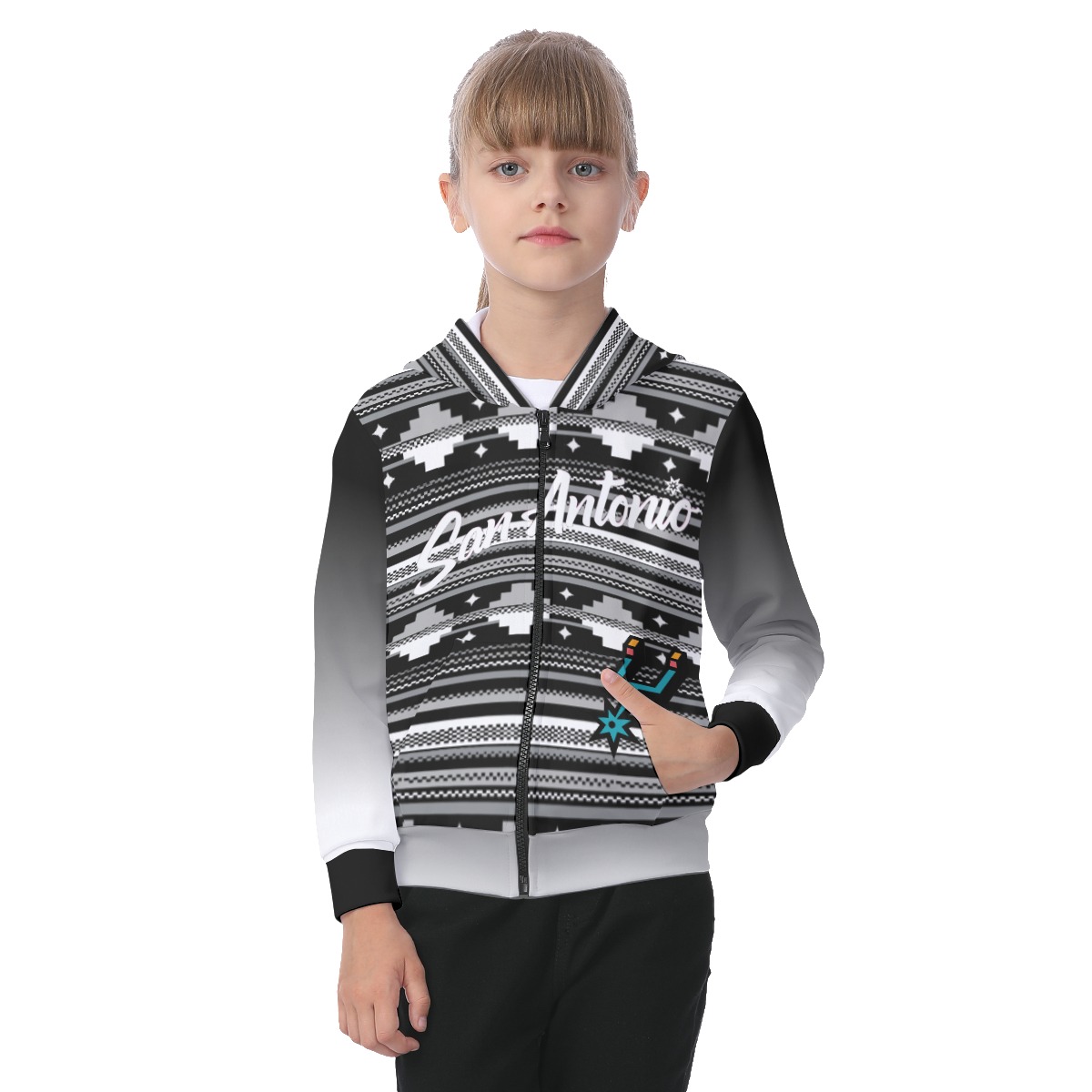 Kids San Antonio Spurs Zip-up Hoodie With Patch Pocket