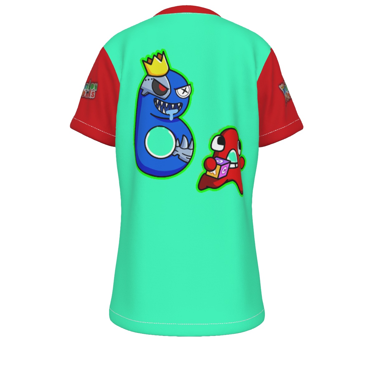 Kid's Blue Rainbow Friends VS Alphabet Lore T-Shirt - Image 2
