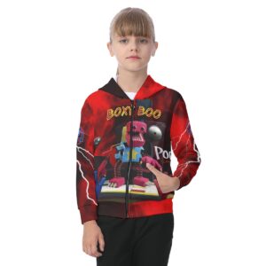 Kid's Boxy Boo Poppy Playtime Zip-up Hoodie With Patch Pocket